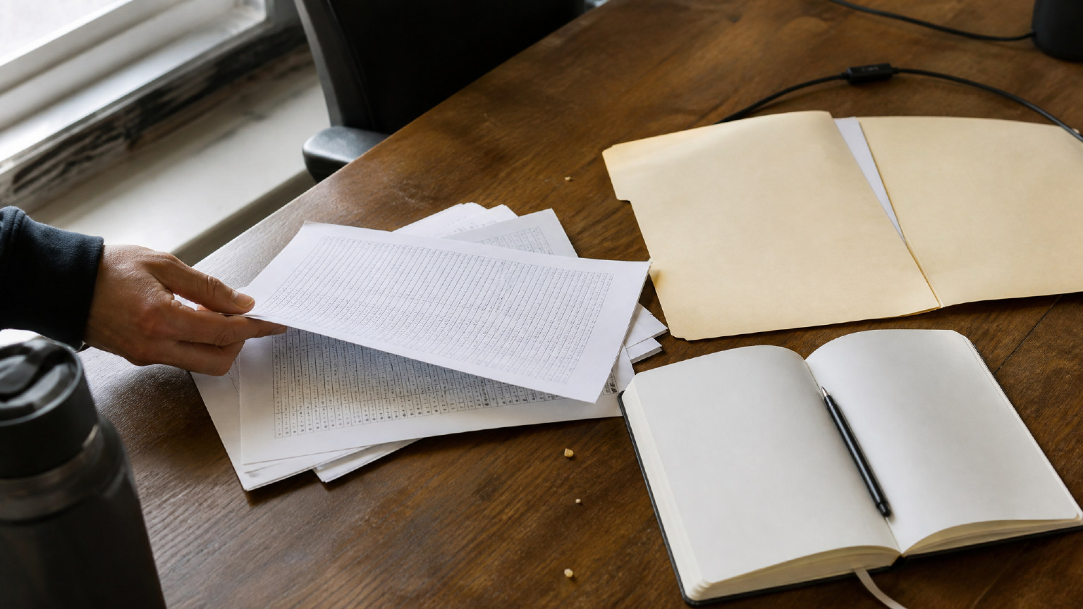 CSV files and notes on a table