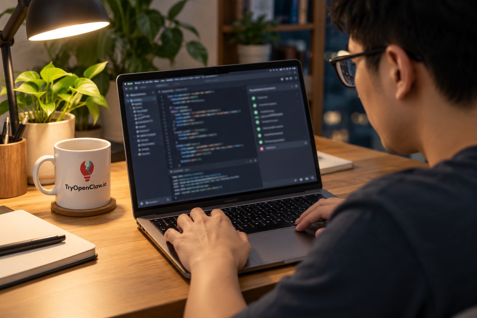 Lập trình viên kiểm tra bản sửa lỗi code trên máy tính